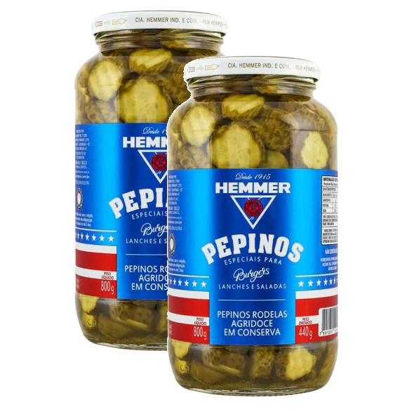 2 PEPINO EM RODELA AGRIDOCE EM CONSERVA BURGUER HEMMER 440G
