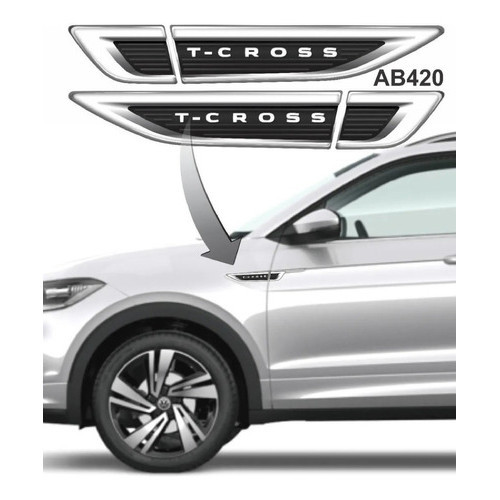 Kit Cromado Adesivo De Luxo Para T-cross em Oferta na Shopee