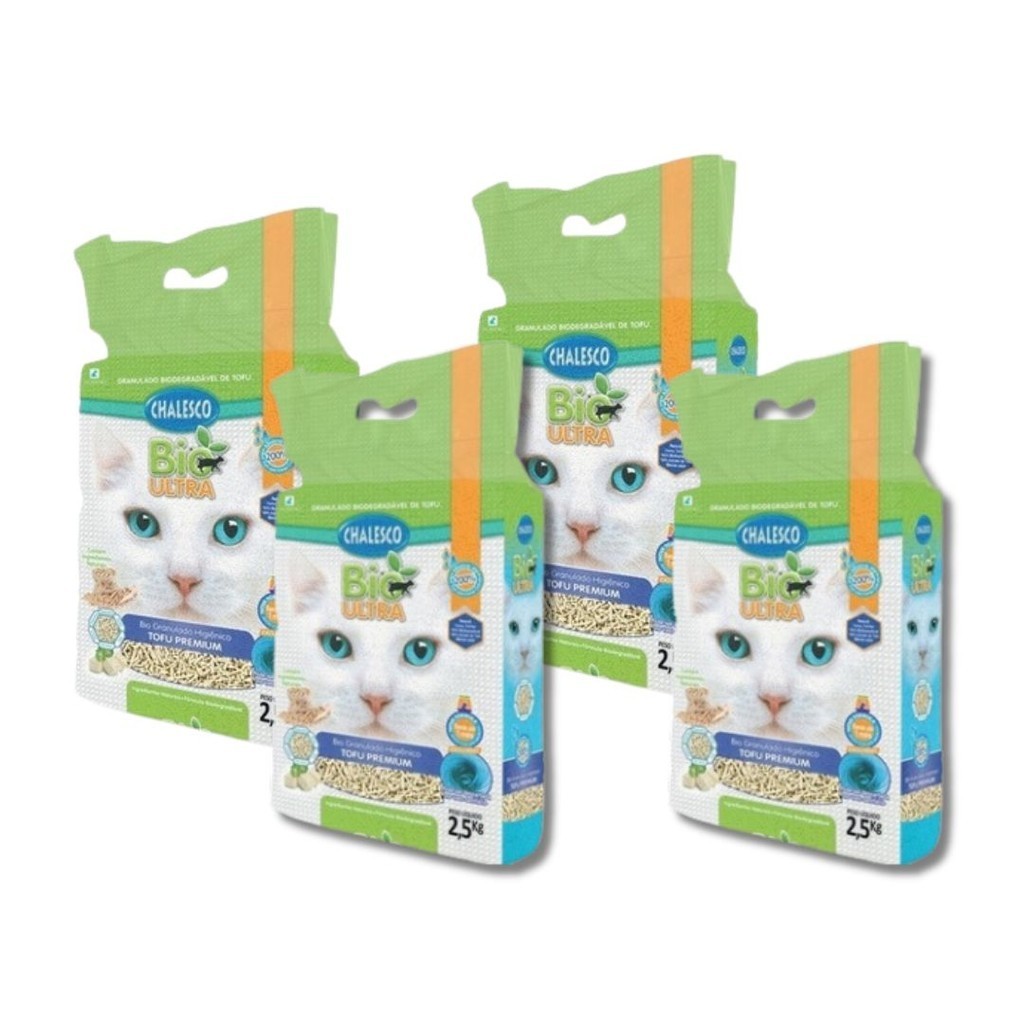 Kit 4 pacotes Granulado Higiênico Biodegradável Tofu Premium 2,5kg em Oferta na Shopee