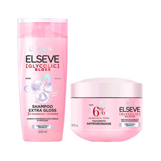 KIT ELSEVE GLYCOLIC GLOSS SHAMPOO + MÁSCARA LORÉAL PARIS em Oferta na Shopee