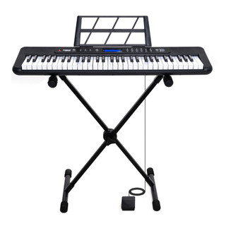 Kit Teclado Musical Kobe KB-300 5/8 61 Teclas com Sensibilidade ao Toque com Pedal Sustain e Suporte
