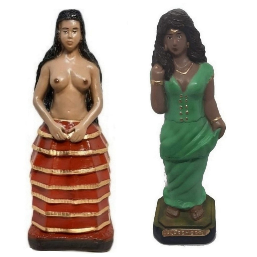 Escultura Estatueta Estátua Cigana Esmeralda E Pombagira Sete 7 Saias Candomblé Umbanda Imagem Em Gesso 22cm Congá Altar