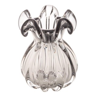 Vaso Wolff Italy de Vidro Cinza 13cm x 17cm