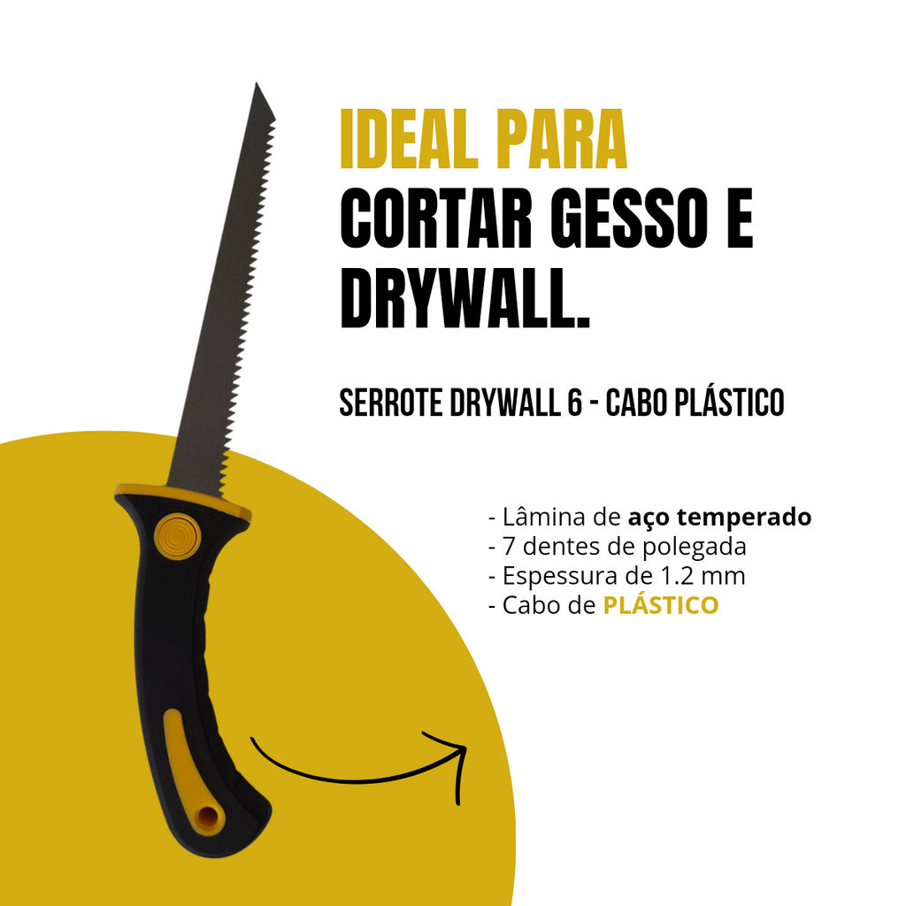 Serrote De Ponta Cabo Em Plástico 6" Drywall Gesso