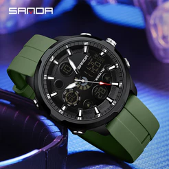 Sanda New Relógio Eletrônico Masculino Moda E Lazer Noturno À Prova D'água Multifuncional SD9053-1