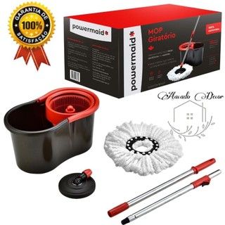 Mop Giratório 360° Regulável Balde com  100% original Rodinha E Alça Rodo Limpeza Geral Multiuso