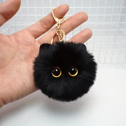 Pingente De 1 Peça De Bola De Pelúcia Gato Rosa Porta-Chaves De Boneca Coração De Menina , Presente Perfeito Para Crianças E Namoradas