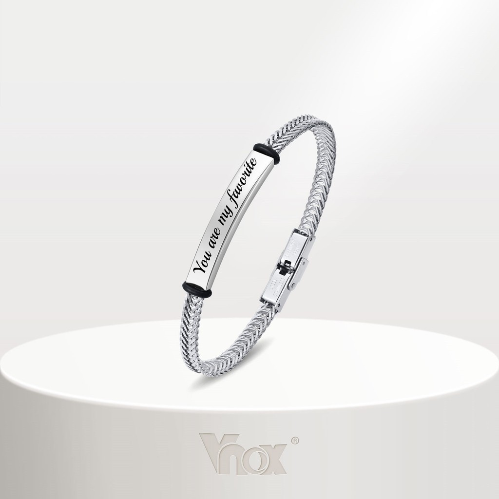 Pulseira Universal Personalizada Vnox Fashion Men's , Gratuita Com Corrente De Cauda Franco Fox , Jóias Presente Para Homens