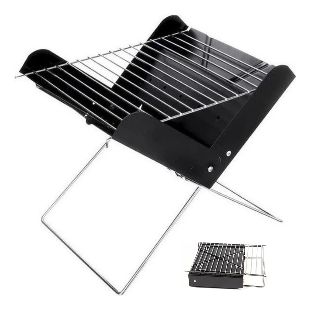 Churrasqueira De Aço Dobrável Portátil A Carvão Tipo Maleta Movel Camping