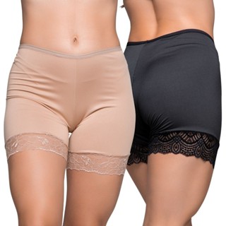 Kit 2 Short Anágua Segunda Pele Feminino Detalhe Renda Segunda Pele Não Marca