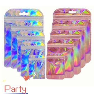 PARTY 50pcs Sacos , De Embalagem A Laser Holográfico Rosa Autovedantes , Armazenamento De Alimentos em Oferta na Shopee