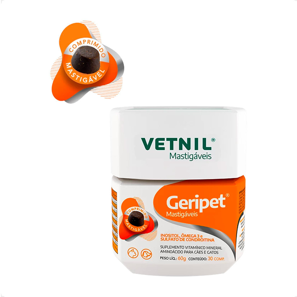 Geripet Mastigável Vetnil Suplemento para Cães e Gatos - 60g em Oferta na Shopee