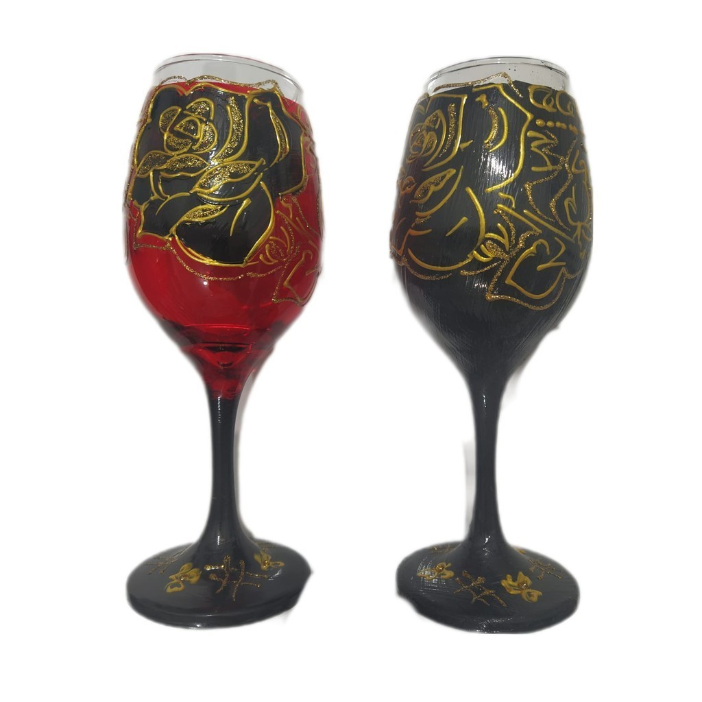 Taça decorada Pomba Gira Maria Padilha Mulambo Dama da Noite