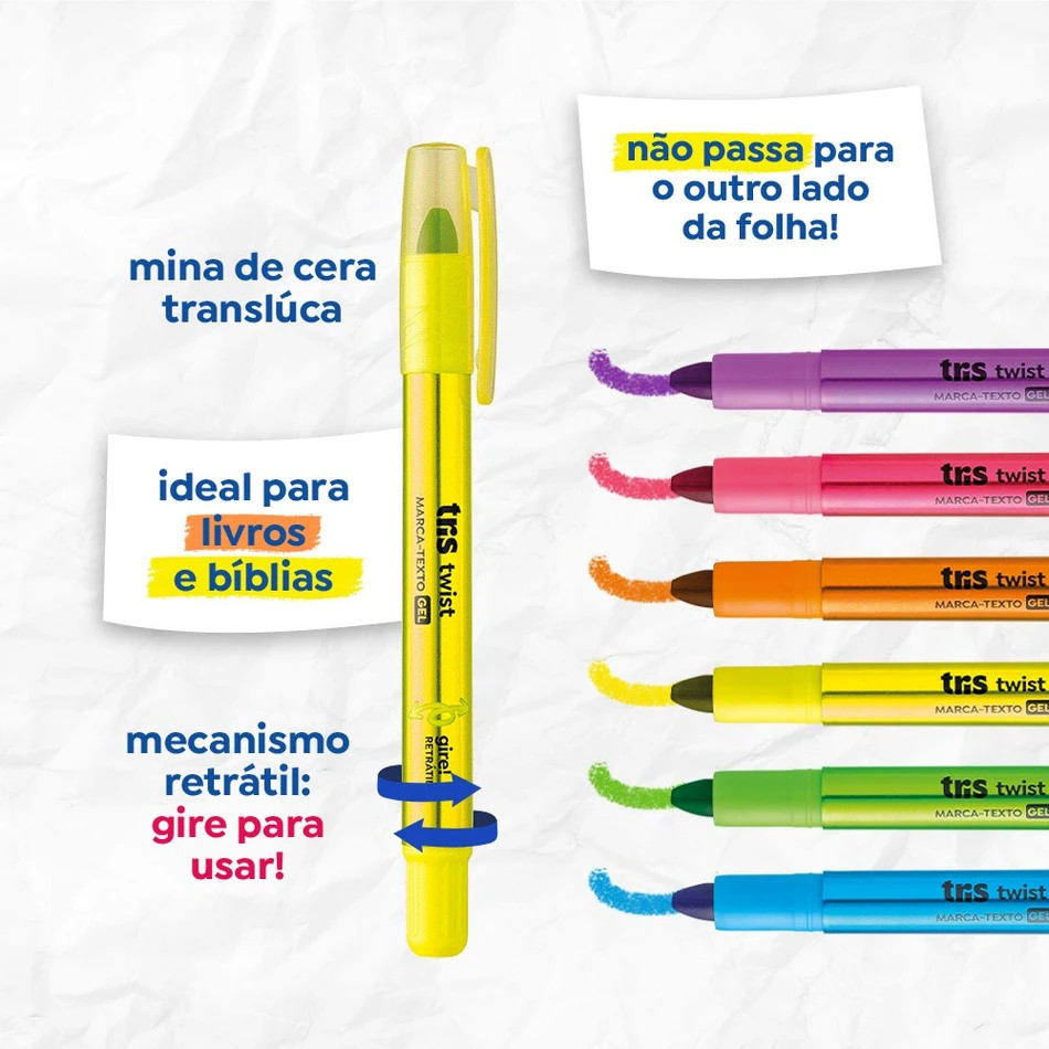 Marca Texto Gel Twist Retrátil  - Tris