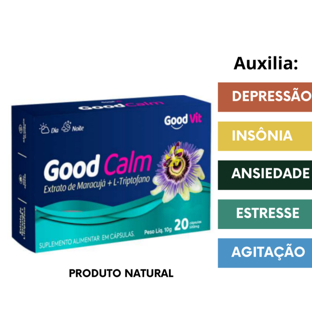 Calmante Natural Good Calm Extrato de Maracujá e L-Tripofano Insônia  Extresse Ansiedade