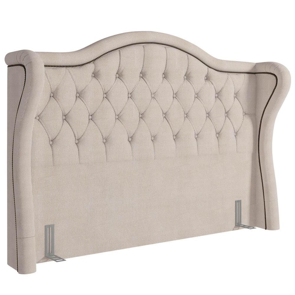 Cabeceira Cama Box Casal King 195cm Antibes P02 Linho Bege Cru - Mpozenato - Home & Living