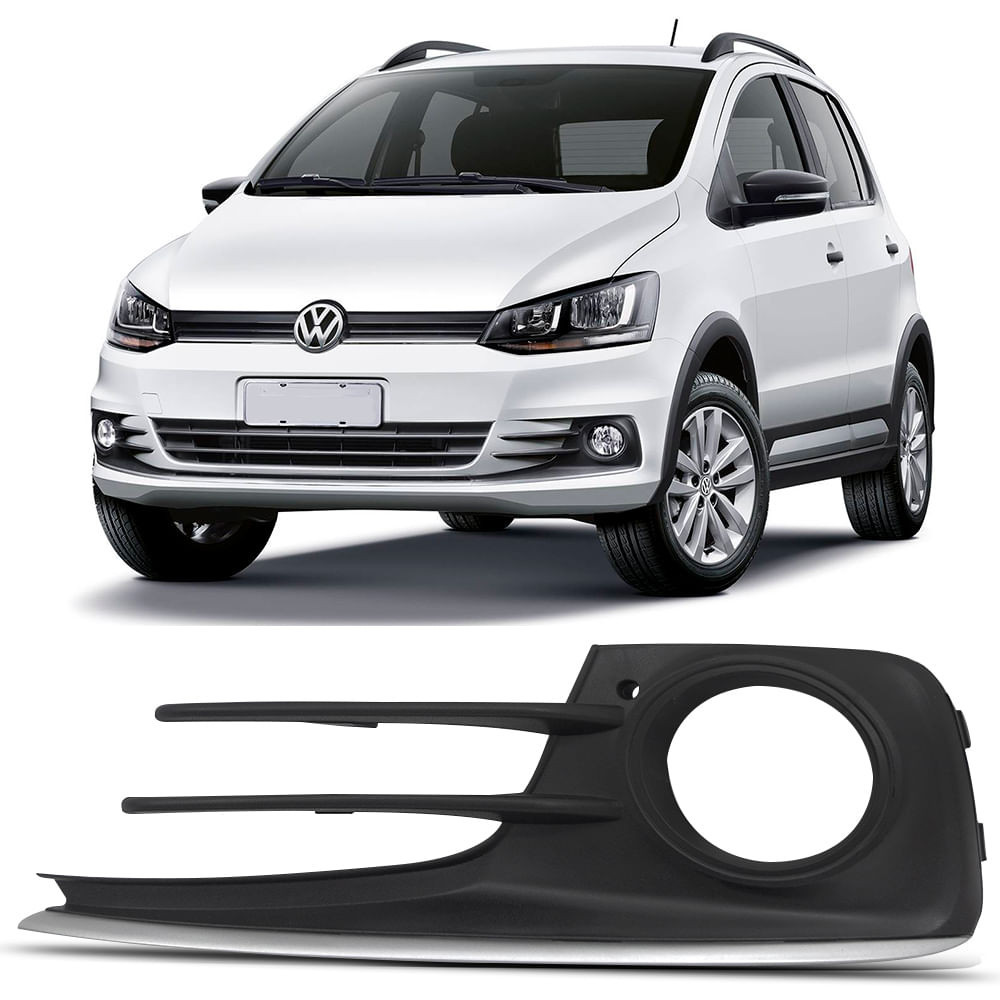 Grade Lateral do Parachoque Fox Spacefox 2015 2016 2017 Friso Cinza Com Furo para Milha Lado Esquerdo (Motorista)