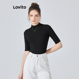 Lovito Casual Camiseta Feminina Lisa Básica L74ED358