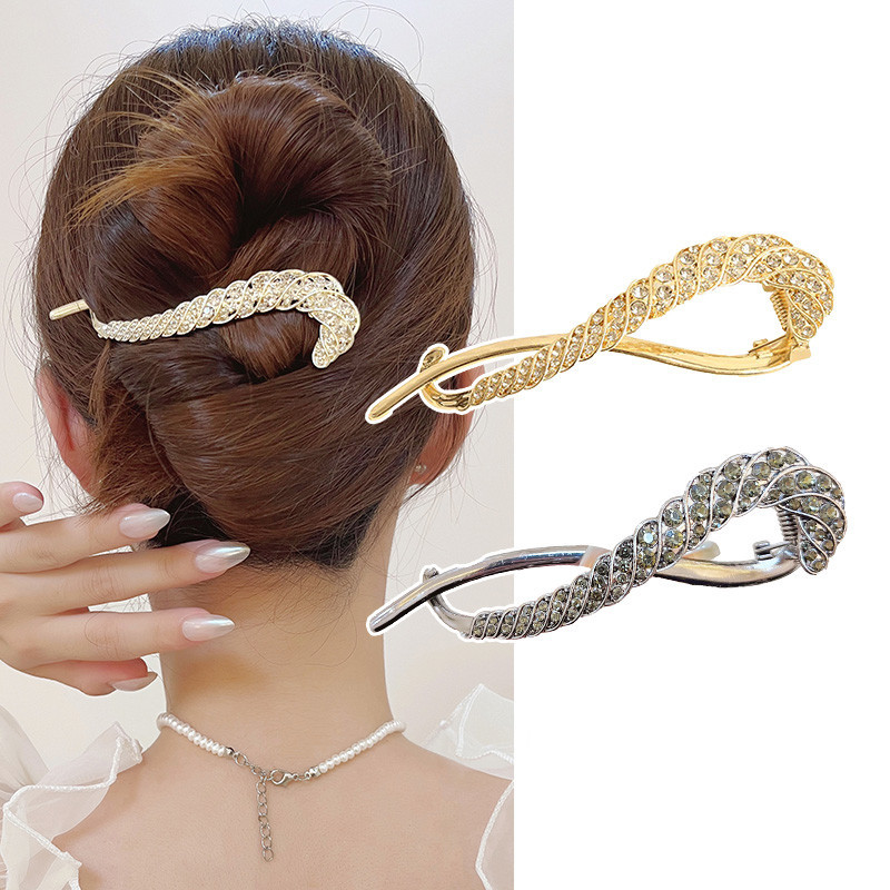 sensação de ponta Cabelo de cabeça para trás Temperamento Elegante Clip de torção simples de uma palavra