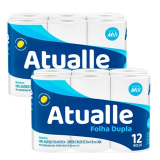 Kit 2 unidades - Papel Higiênico Atualle Max  Folha Dupla 12 unidades em Oferta na Shopee