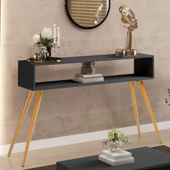 Aparador Para Sala de Estar Pés Palito Mônaco L03 Preto - Lyam Decor
