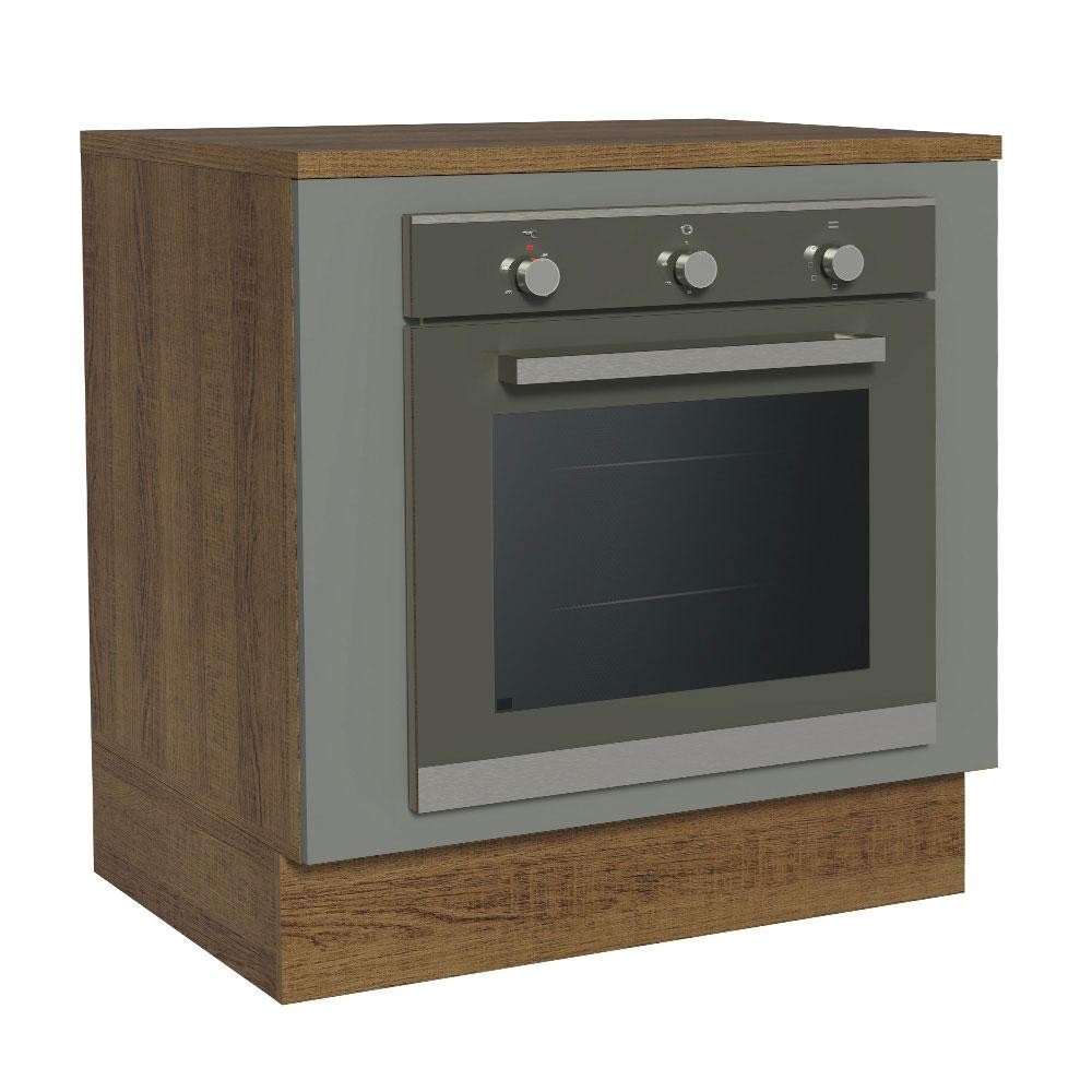 Balcão para Forno de Embutir 80 x 60 cm Com Tampo Rustic/Cinza Agata Madesa - Home & Living