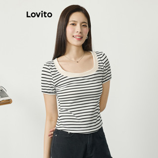 Lovito Camiseta de Tricô Básica com Gola Alta para Mulheres L77ED209
