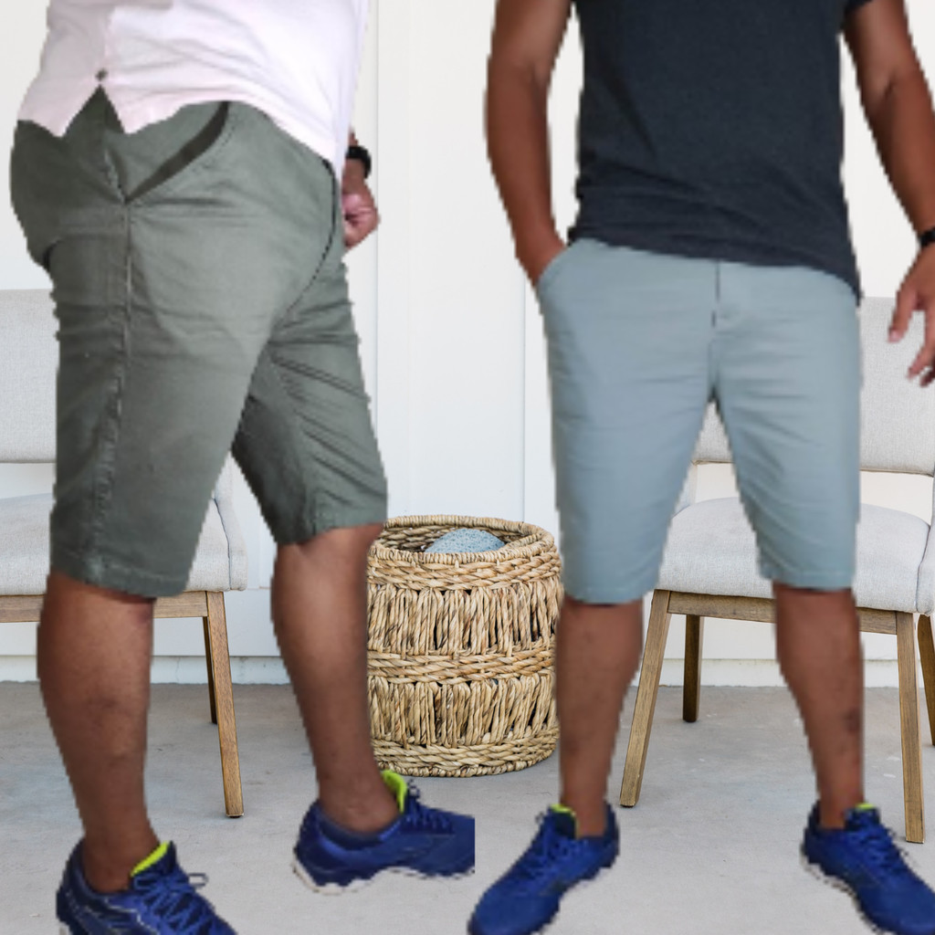 Kit 2 Bermudas Masculina Brim Sarja Sport Fino Alfaiataria Elastano Lycra Modelo Social Linha Premium Coloridas Promoção