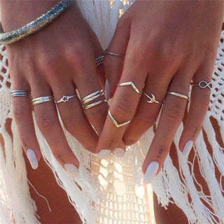 12 Anéis Estrela Lua Minimalista Elegante Feminino