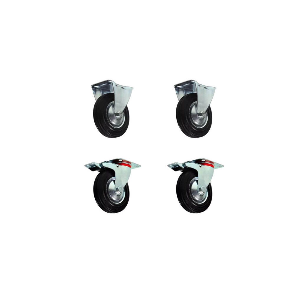 Kit com 2 Rodízios 5pol Fixo + 2 Rodízios 5pol Giratório com Trava - JST