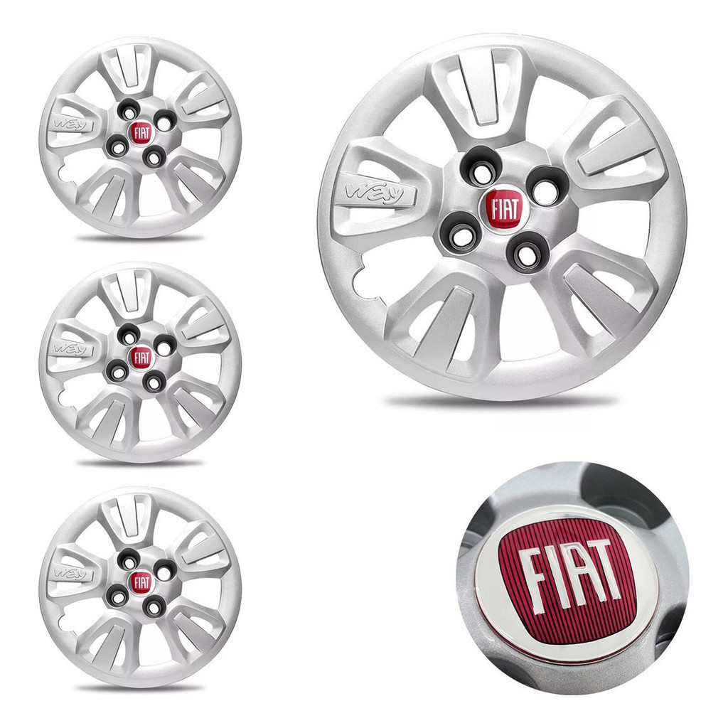 Jogo Carlota Aro 14 Fiat Uno Way 2011/2015 Emblema Resinado