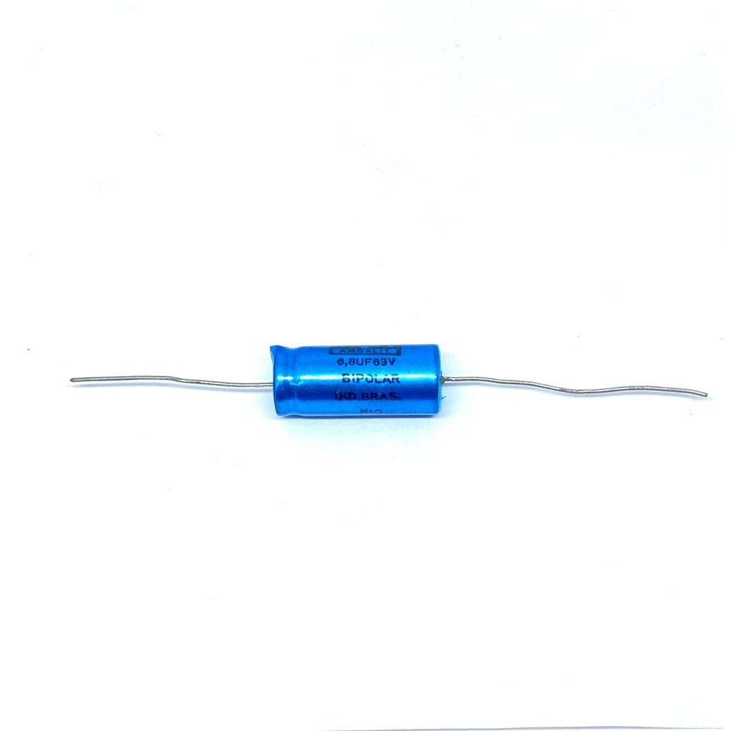 KIT COM 05 PEÇAS - CAPACITOR ELETROLITICO BIPOLAR 6,8UF 63V AXIAL 13X31MM K10 AMBALIT