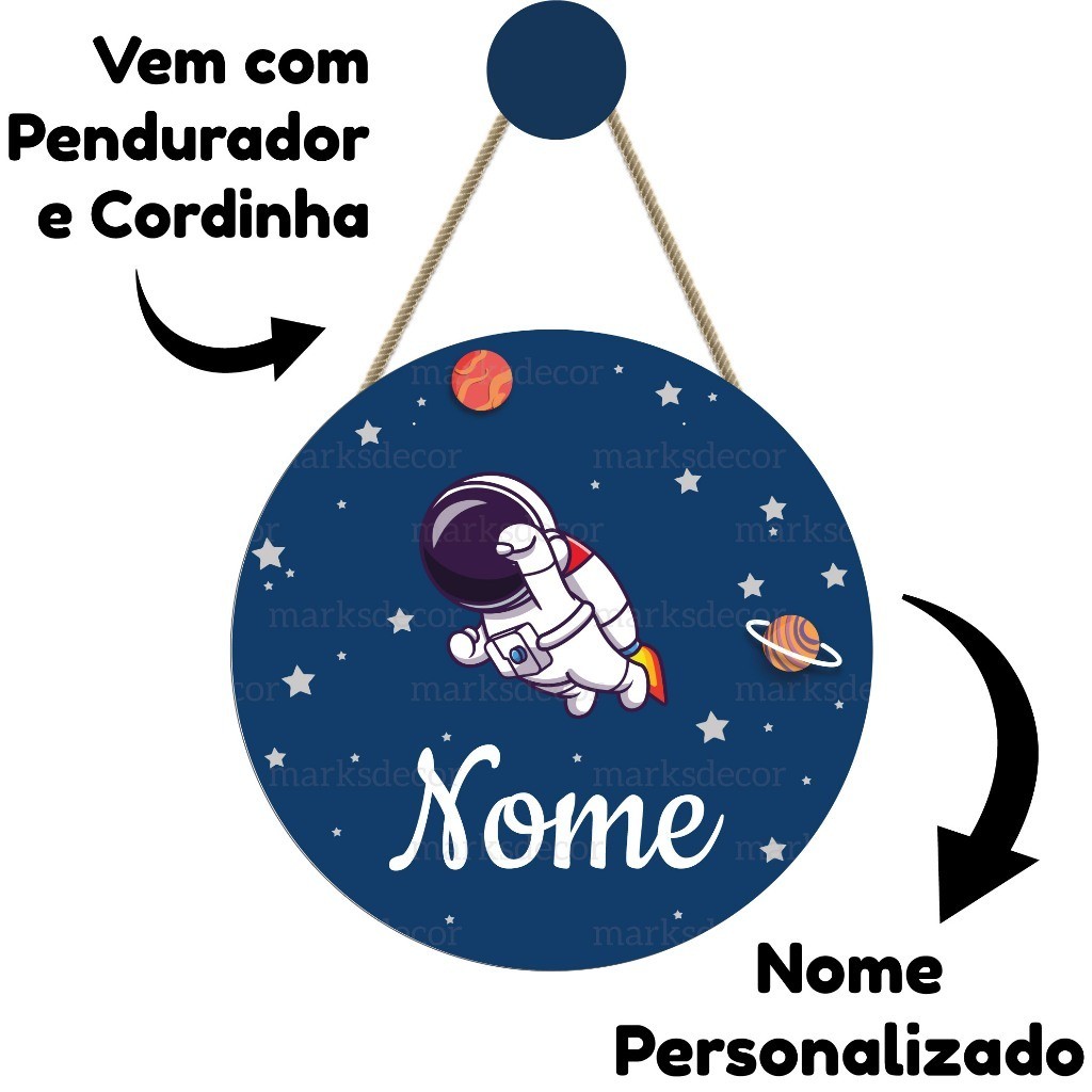 Enfeite Porta Maternidade Astronauta Quadro Decorativo Infantil Quarto Menino