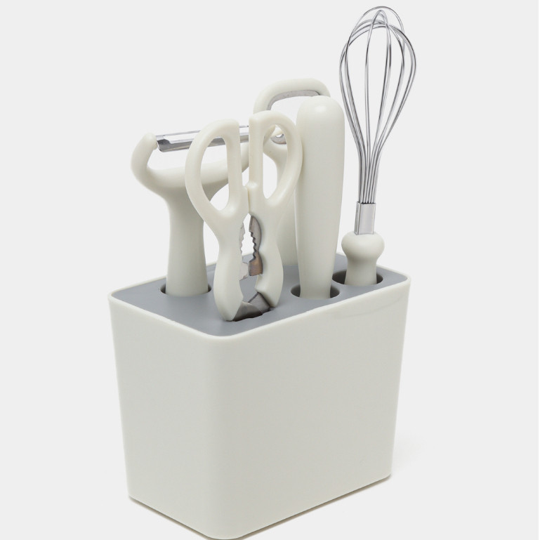 6 Peças Descascador Faca Abridor Tesoura Batedor Utensílios Kit Jogo Faqueiro Promoção