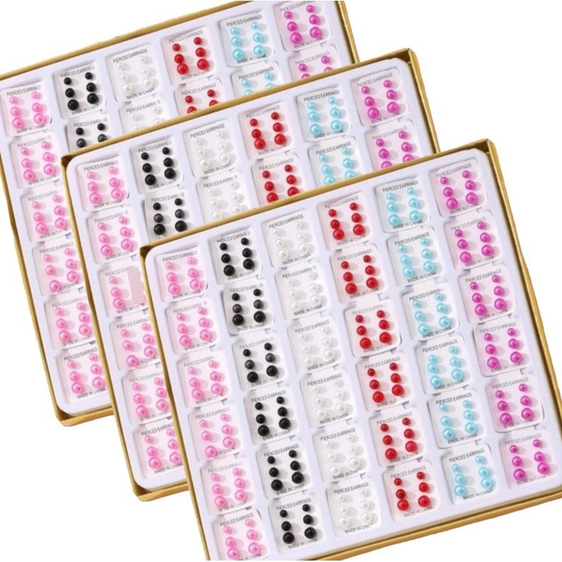 Kit 108 Pares Brincos De Pérola Em 3 Tamanhos Trio Bijuteria