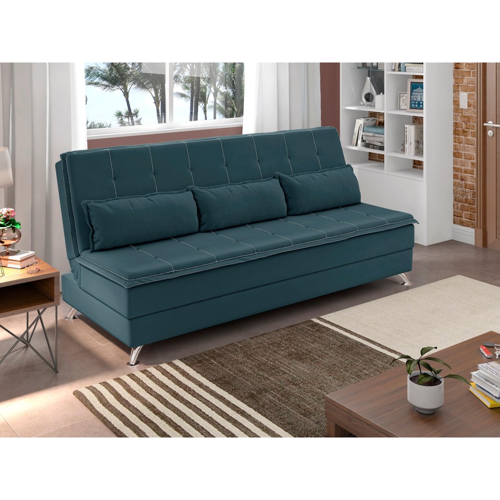 Sofá Cama Casal Luma 1,90m Petróleo - XFlex Sofás