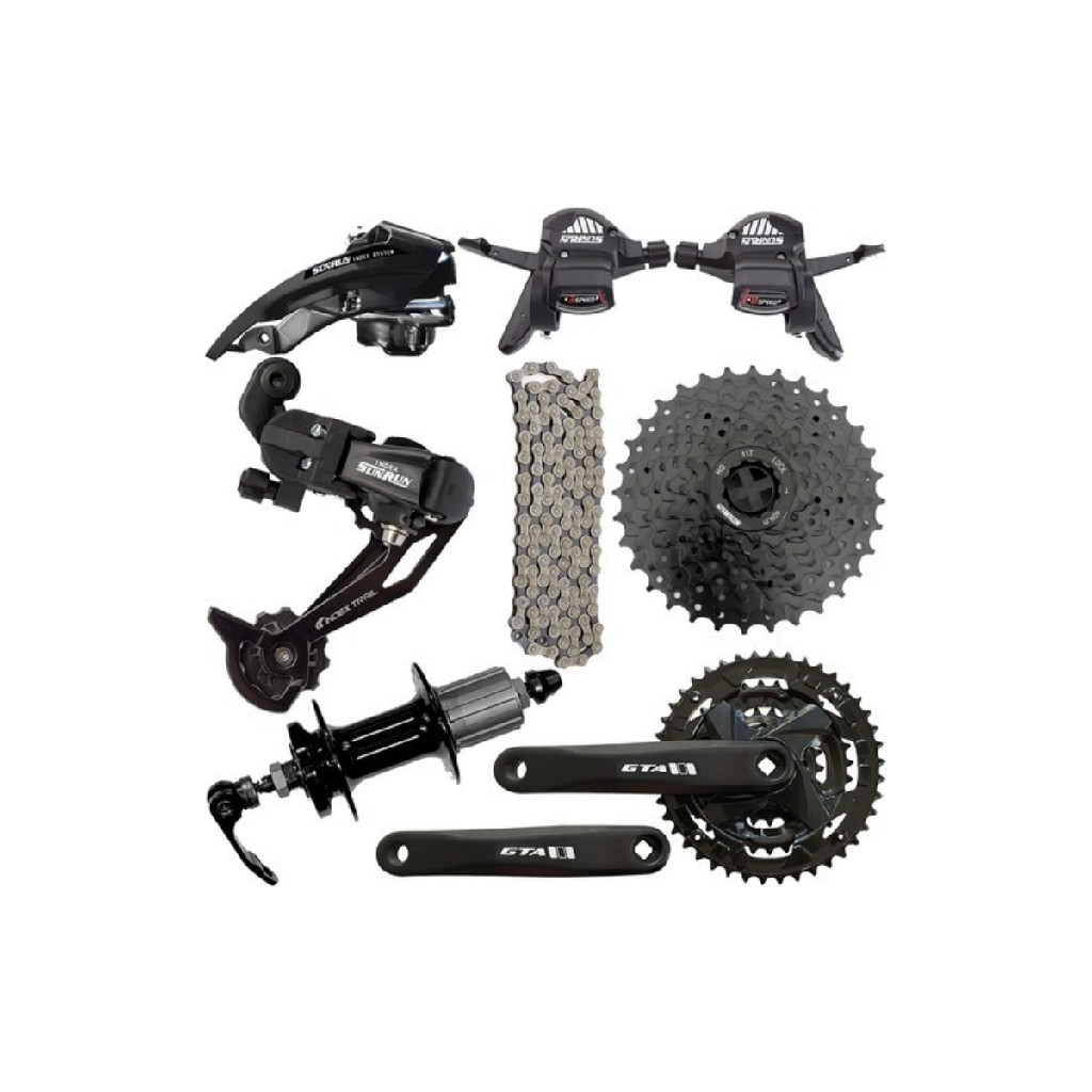 Kit Relação Sunrun 8v 24v Pedivela Cubo Cambio Passador Bike