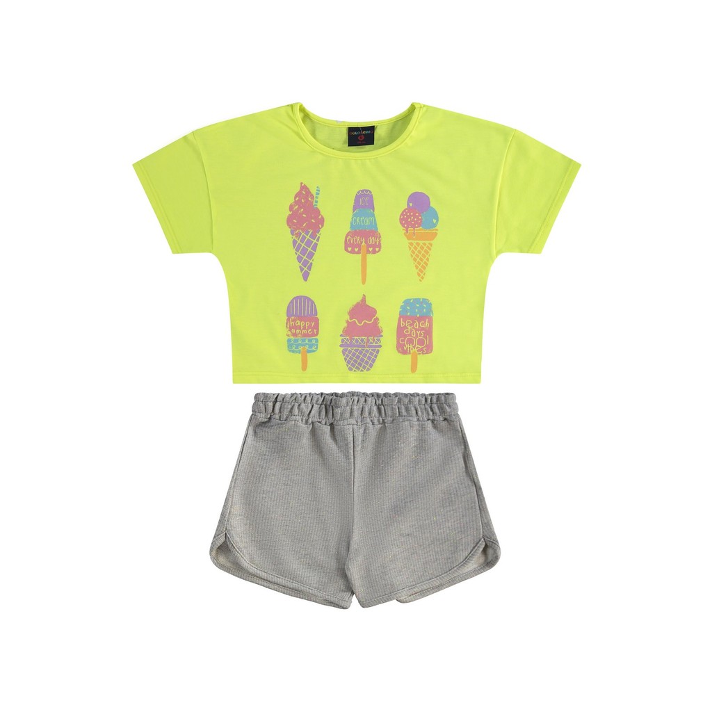 Conjunto Infantil para Menina com Blusa e Shorts Guloseima em Oferta na Shopee
