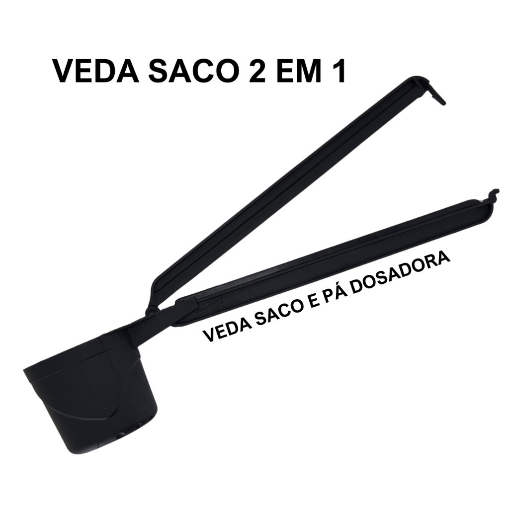 Veda Saco De Ração 2 em 1 Veda Saco E Pá Dosadora Prendedor Para Sacos Pet - Furacão Pet