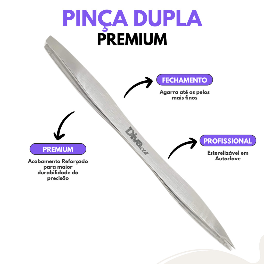 Pinça para Sobrancelhas Ponta Dupla Chanfrada e Agulha Premium Design Sobrancelhas em Oferta na Shopee