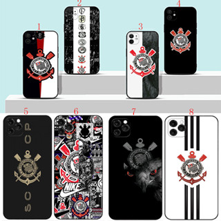 iPhone 11 1 11 Pro Max 12 Mini XR XS Corinthians Estojo De Telefone Preto Macio