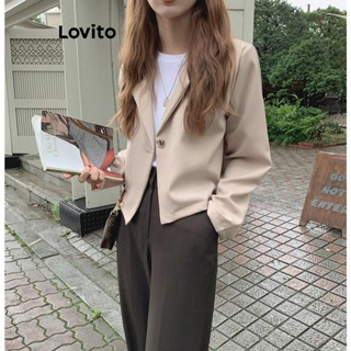 Lovito Blazer Frontal Casual Com Botão Liso Para Mulheres LNA45340