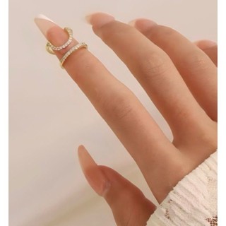 de Anel Unha Falange da Moda Decorativo Nail Art Dourado e Prata Cravejado Strass