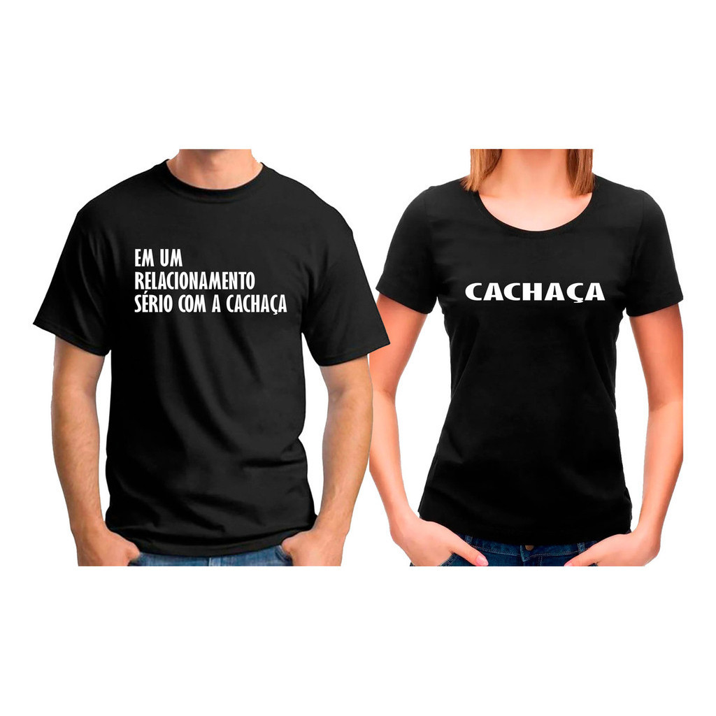 Kit 2 Camisetas Relacionamento Cachaça Chá Bar noivado casal