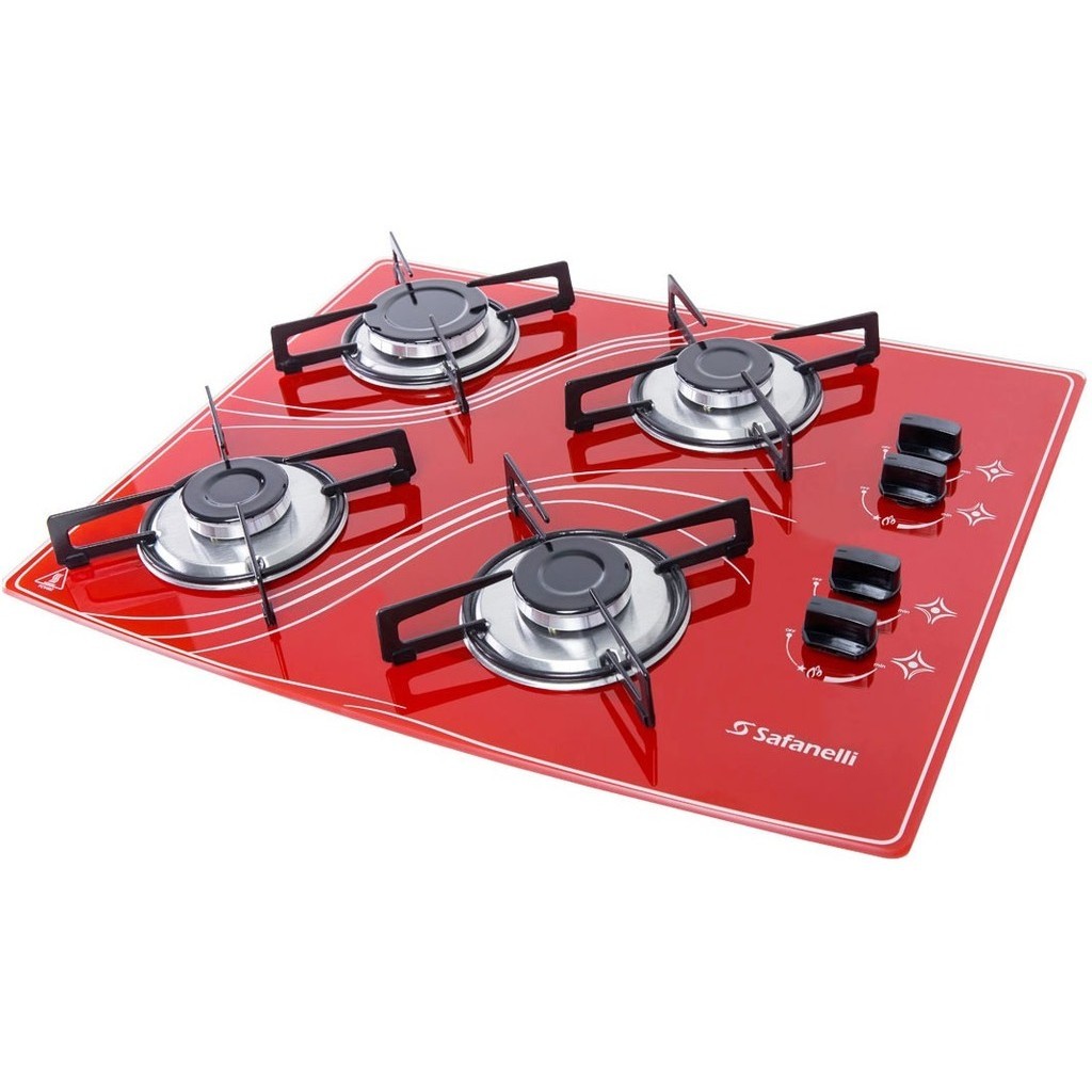 Fogão Cooktop Safanelli Lines 4 Bocas Vermelho