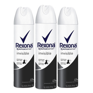 Kit 3 Desodorante Rexona Antitranspirante Aerosol Feminino Invisible 72 horas 150ml