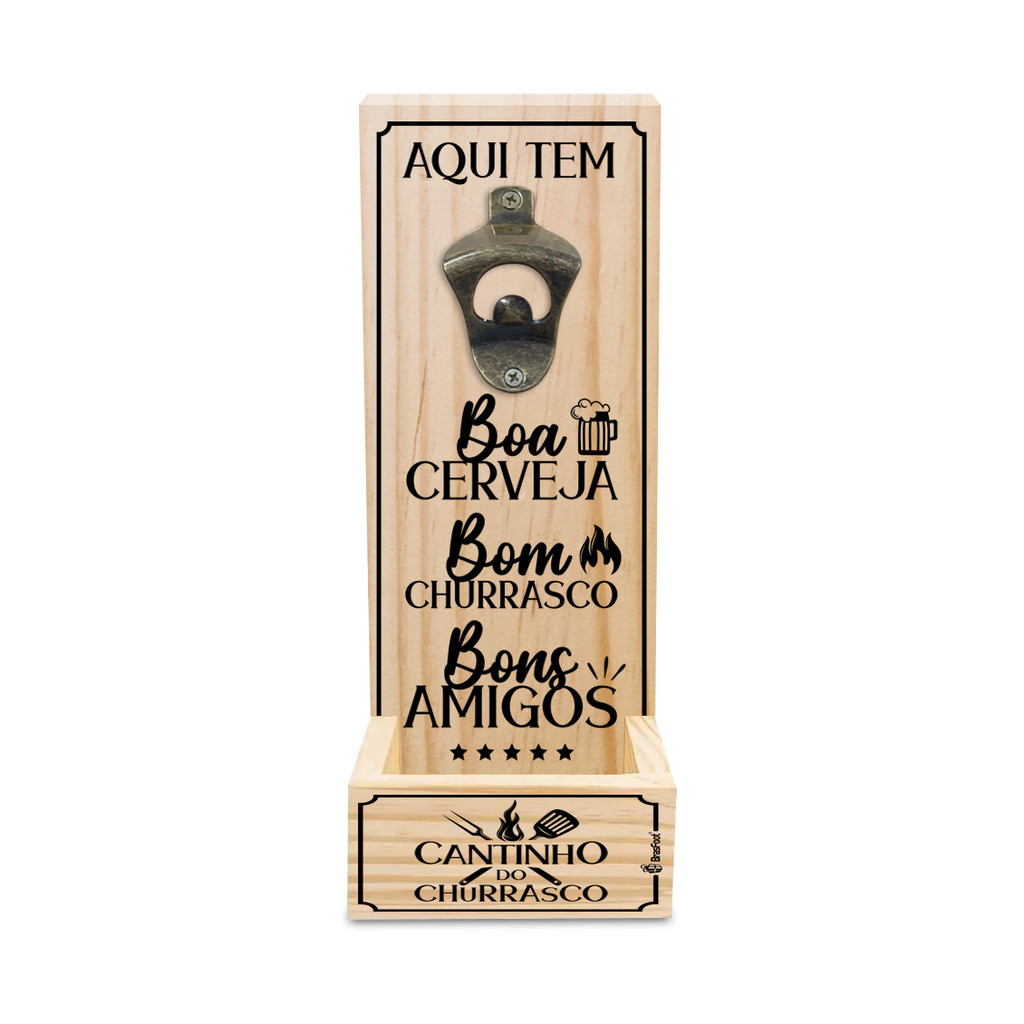 Abridor Cerveja Parede Porta Tampinha Cantinho do Churrasco