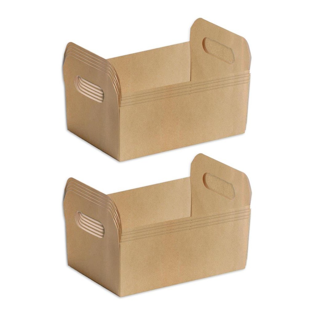 10Un Caixote de Papel Cartão Kraft Pardo pequena com alça Cromus para Presente e Decoração de Festas em Oferta na Shopee