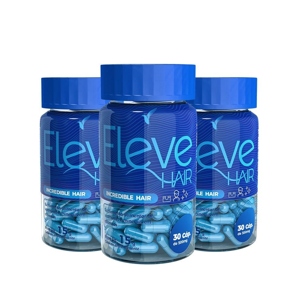 Kit 3 Vitaminas P/ Cabelo e Barba 90 Caps Eleve Hair Men