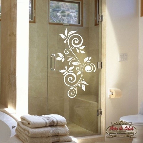 Adesivo Para Box De Banheiro Floral 018 Branco